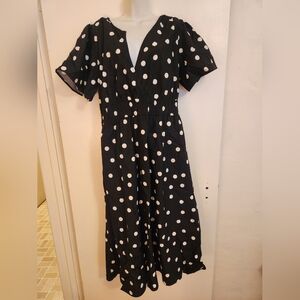 A New Day Black Dress with White Polka Dots